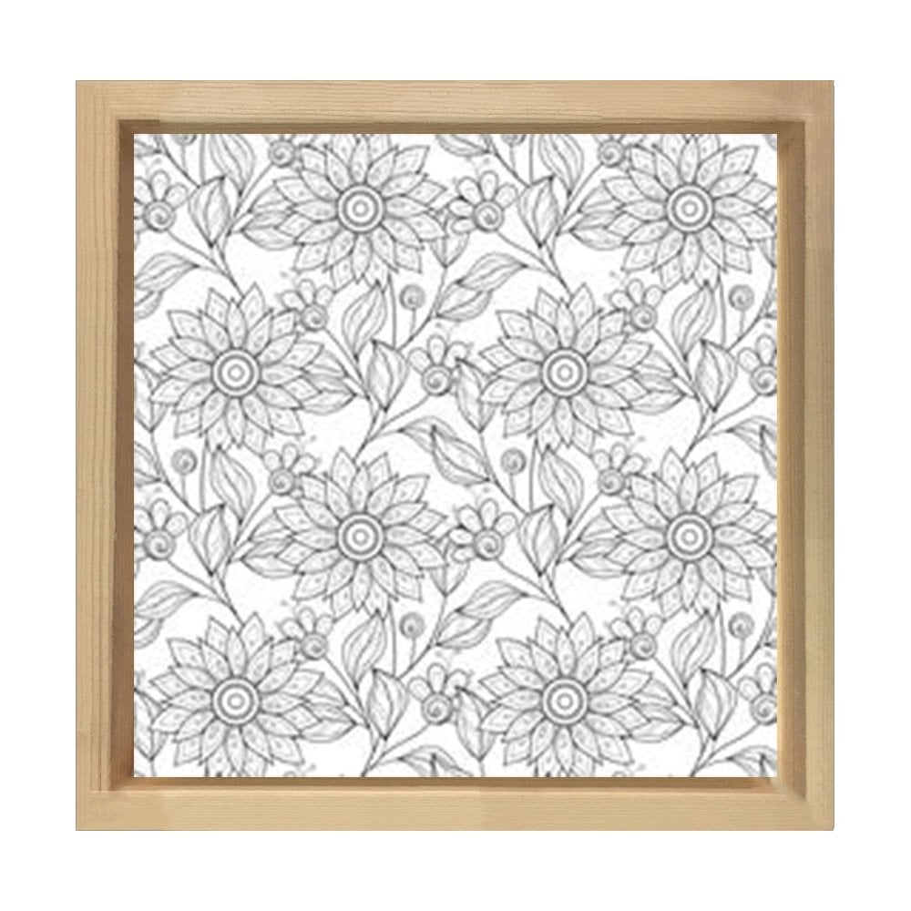 Çiçekli Boyama Tablo Tablosu Naturel Ahşap Çerçeve - 100x100