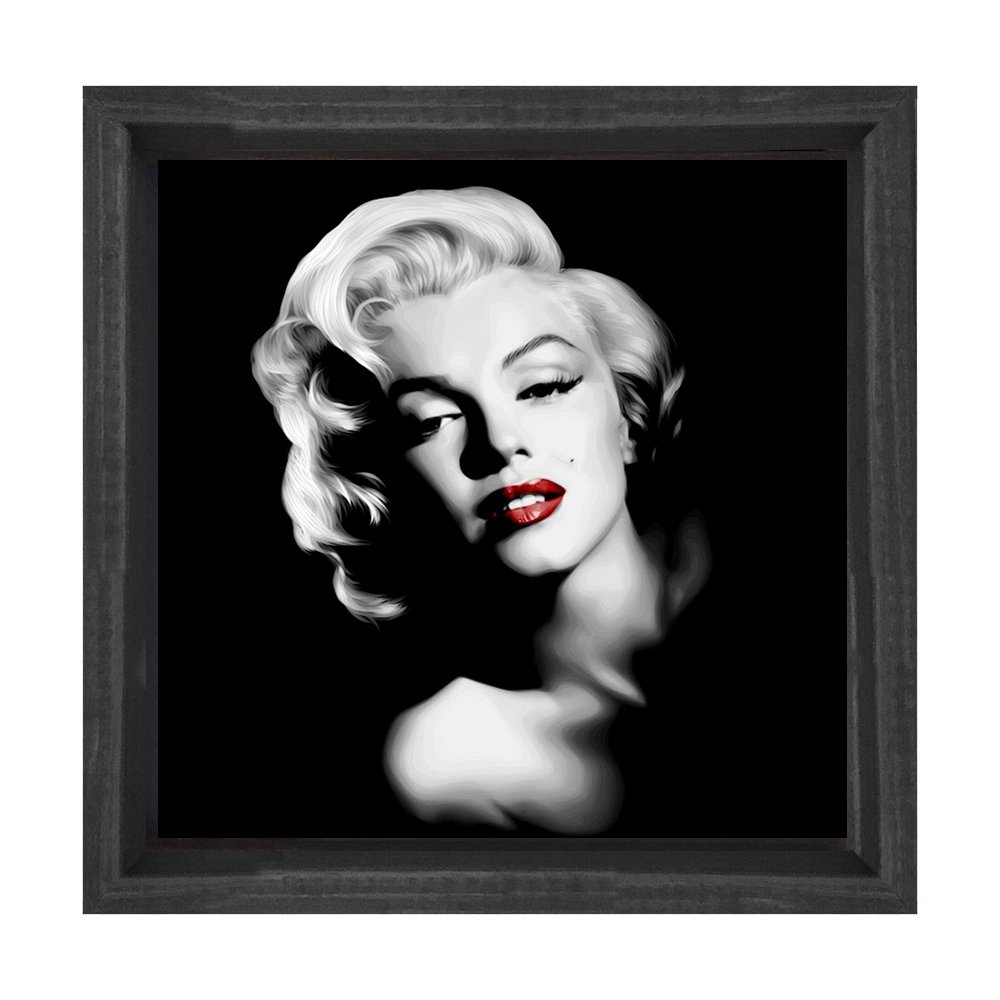 Marilyn Monroe Siyah Beyaz Tablosu Siyah Ahşap Çerçeve - 100x100