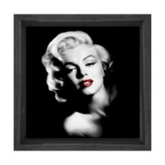 Marilyn Monroe Siyah Beyaz Tablosu Siyah Ahşap Çerçeve - 100x100