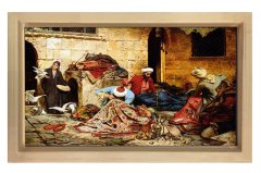Osmanlı Esnafları Tablosu Naturel Ahşap Çerçeve - 50x90