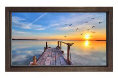Muhteşem İskele Ve  Gün Doğumu Tablosu Kahverengi Ahşap Çerçeve - 70x100