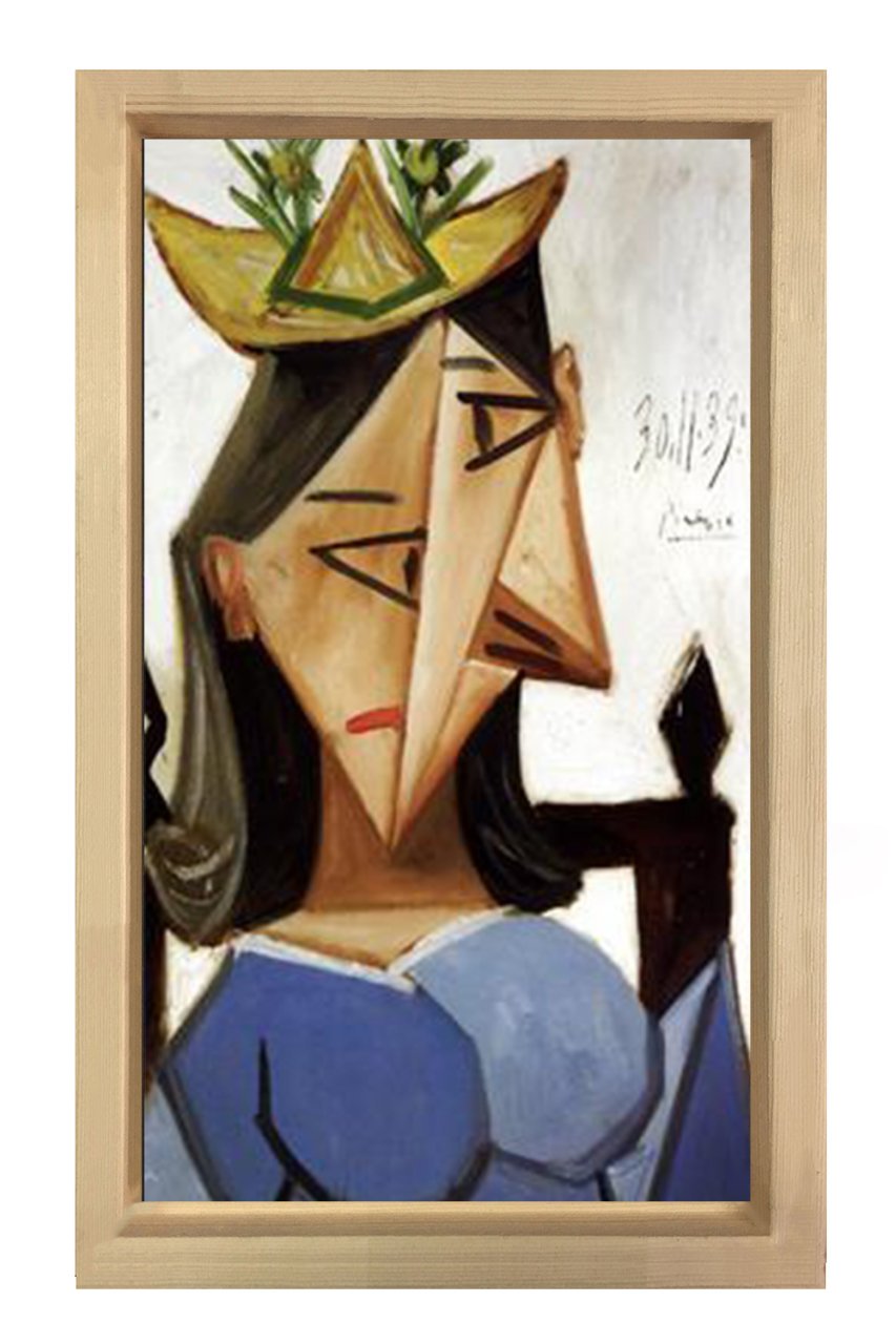 tête de femme Tablosu Naturel Ahşap Çerçeve - 50x90