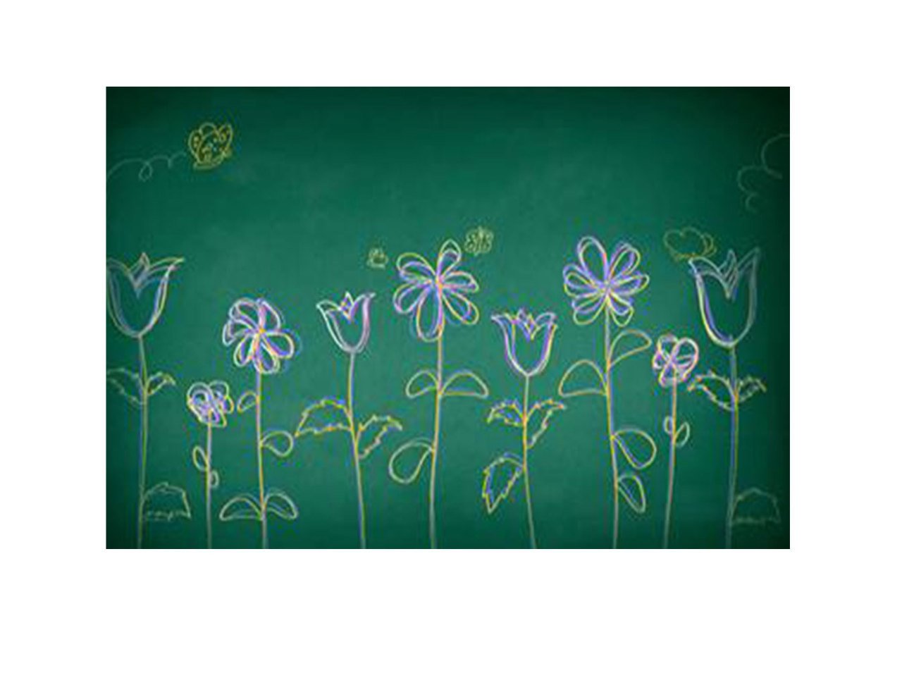 Çiçekli Okul Tahtası Tablosu Çerçevesiz - 50x90