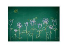 Çiçekli Okul Tahtası Tablosu Çerçevesiz - 50x90