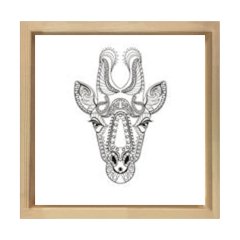 Mandala Zürafa Tablosu Naturel Ahşap Çerçeve - 40x40