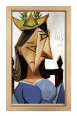 tête de femme Tablosu Naturel Ahşap Çerçeve - 70x100