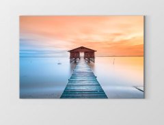 İskele Ve Kulübe Manzarası Tablosu Çerçevesiz - 100x150