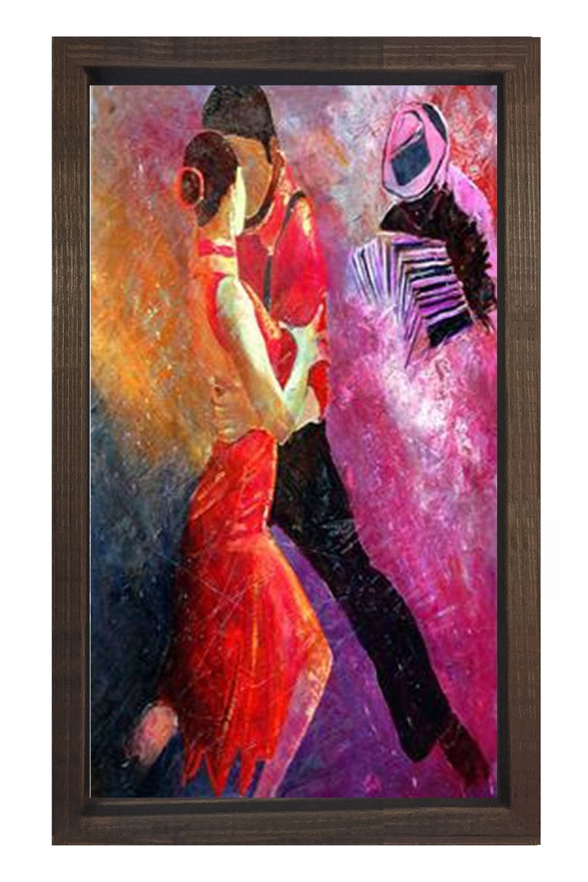 Tango Dansı Tablosu Kahverengi Ahşap Çerçeve - 70x100