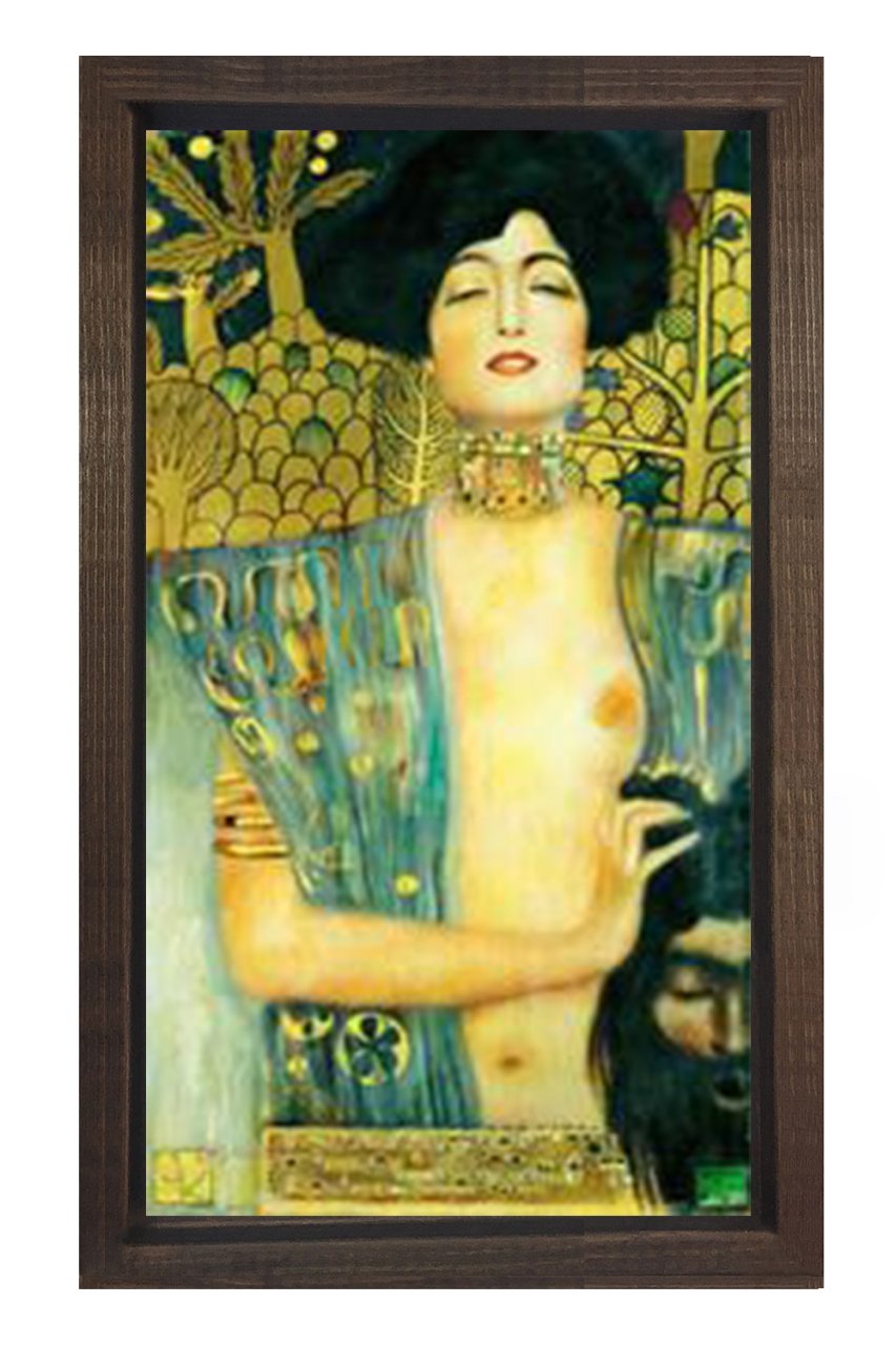 Judith ve Holofernes Başkanı Tablosu Kahverengi Ahşap Çerçeve - 50x70