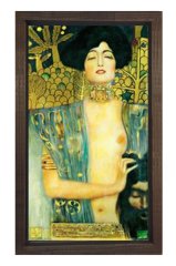 Judith ve Holofernes Başkanı Tablosu Kahverengi Ahşap Çerçeve - 50x70