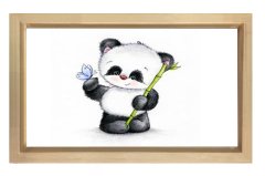 Çiçek Ve Pandacık Tablosu Naturel Ahşap Çerçeve - 50x90