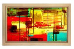 Soyut Reprodüksiyon Tablosu Naturel Ahşap - 45x30