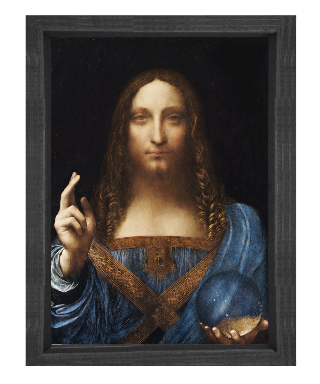 leonardo da vinci salvator mundi tablosu Siyah Ahşap Çerçeve - 45x30