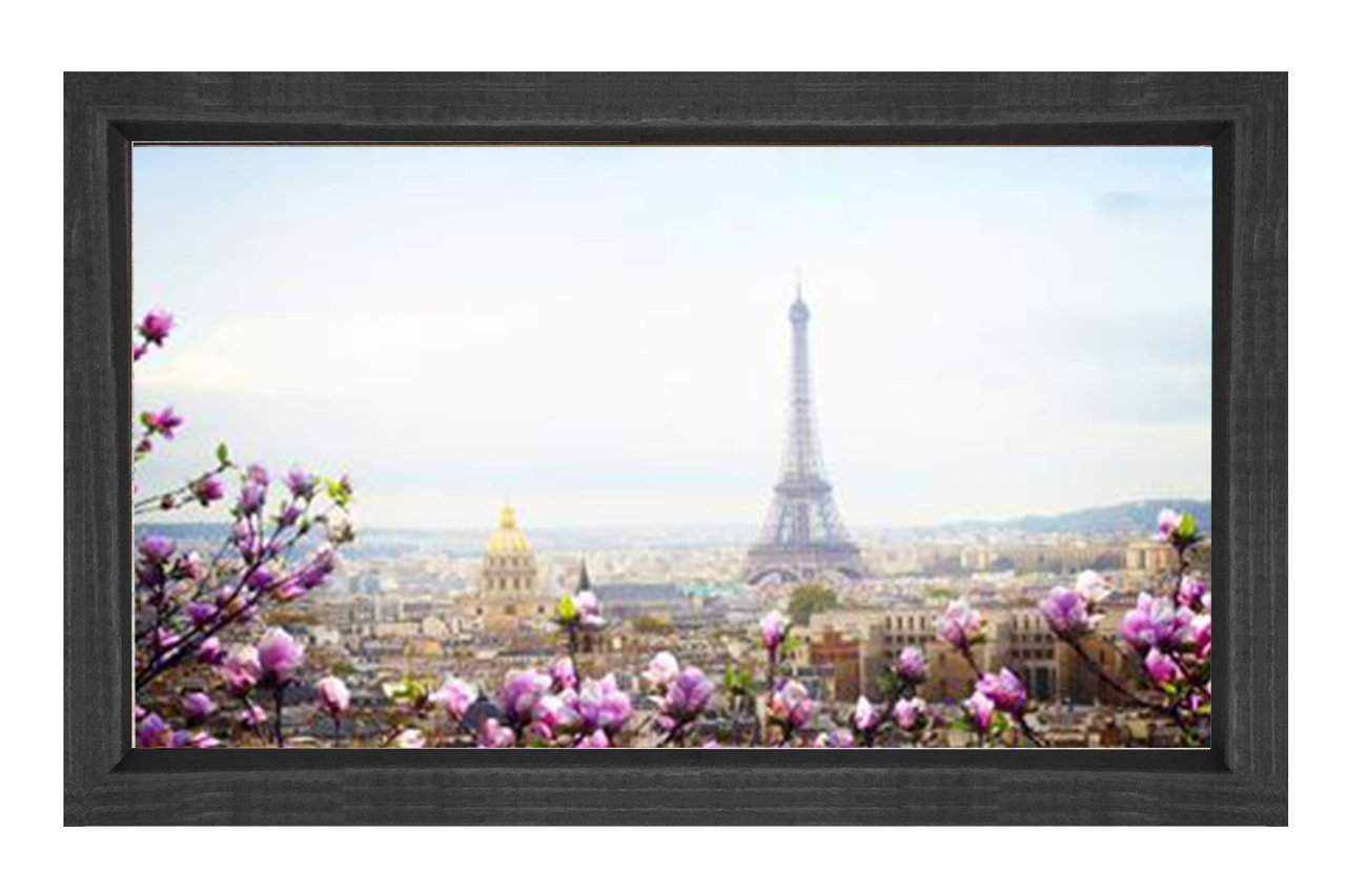 Eiffel  Kulesi Paris Tablosu Siyah Ahşap Çerçeve - 50x90