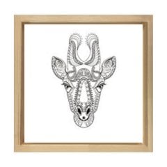 Mandala Zürafa Tablosu Naturel Ahşap Çerçeve - 70x70