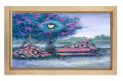 Çiçekler Ve Sokak Lambası Tablosu Naturel Ahşap - 50x70