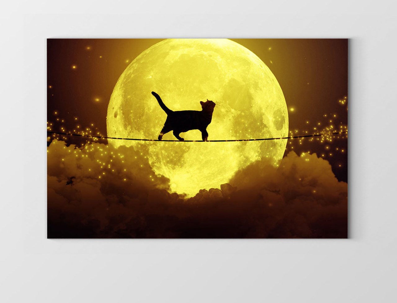 Ay Ve Kedi Tablosu Çerçevesiz - 40x60