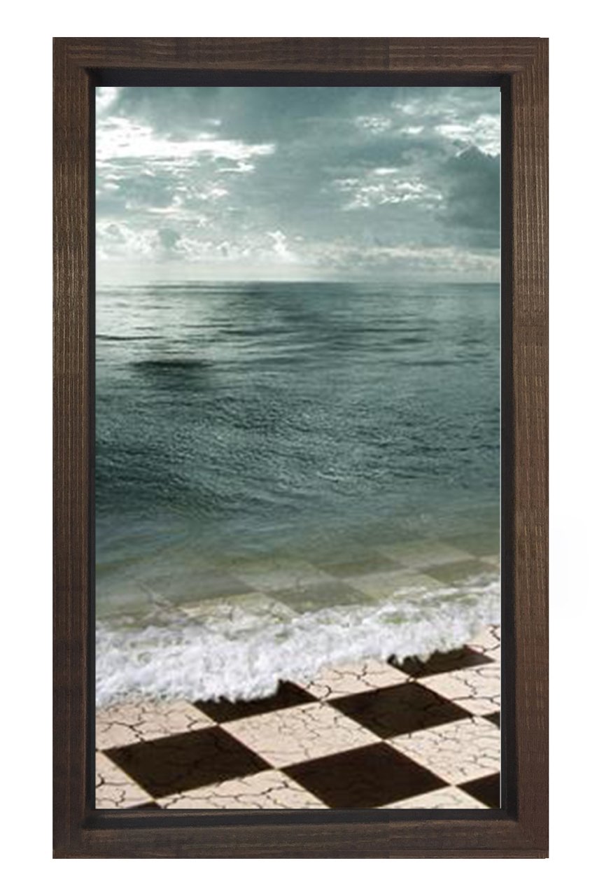 Satranç Denizi Tablosu Kahverengi Ahşap Çerçeve - 50x90