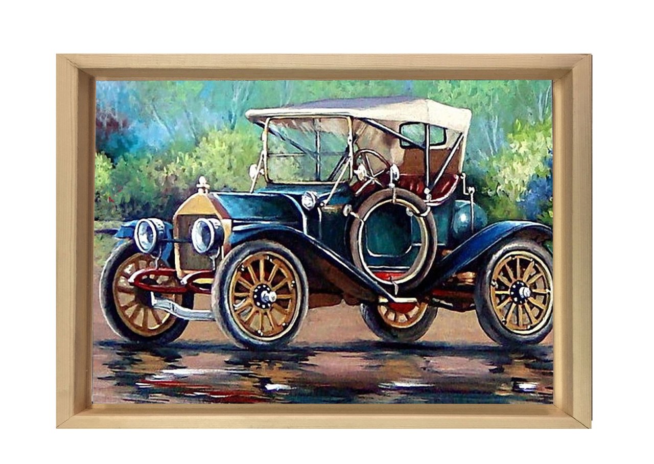 Old Car Tablosu Naturel Ahşap - 50x90