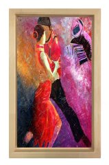 Tango Dansı Tablosu Naturel Ahşap Çerçeve - 40x60