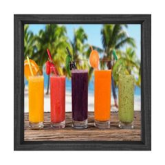 Renkli Meyve Suları Tablosu Siyah Ahşap Çerçeve - 50x50
