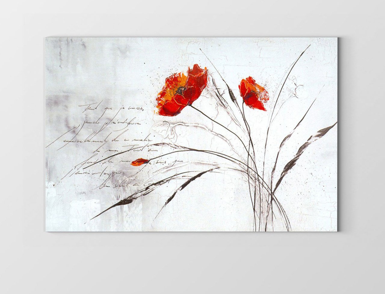 Kırmızı Gelincik ve Beyazlık Tablosu Çerçevesiz - 100x150
