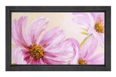 Pembe  Çiçekler Reprödiksiyon Tablosu Siyah Ahşap Çerçeve - 50x70