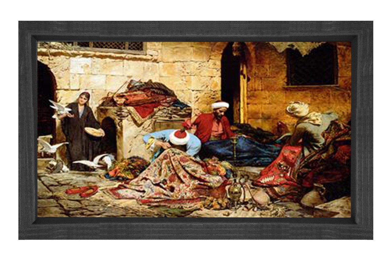Osmanlı Esnafları Tablosu Siyah Ahşap Çerçeve - 50x90