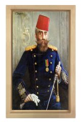 Osmanlı Paşası Tablosu Naturel Ahşap Çerçeve - 100x200