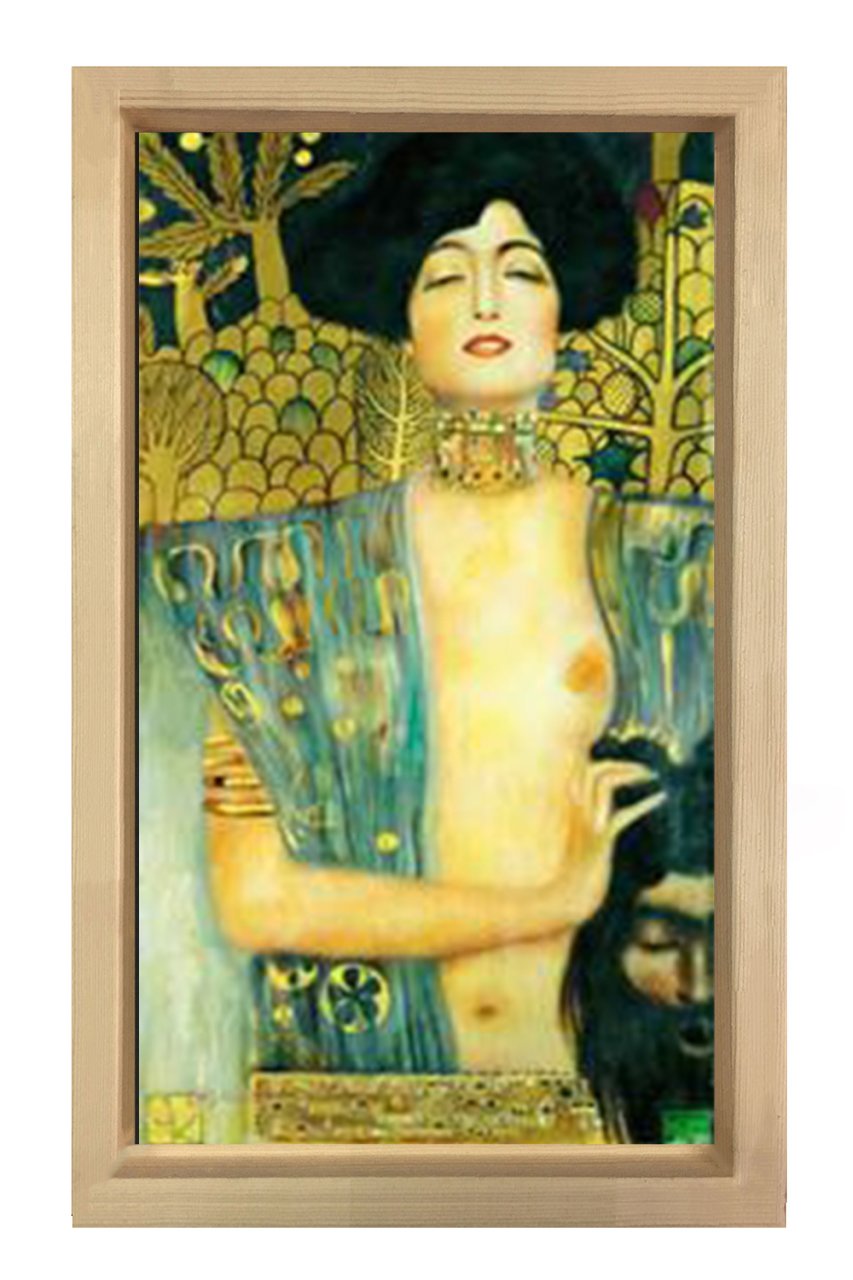 Judith ve Holofernes Başkanı Tablosu Naturel Ahşap Çerçeve - 40x60