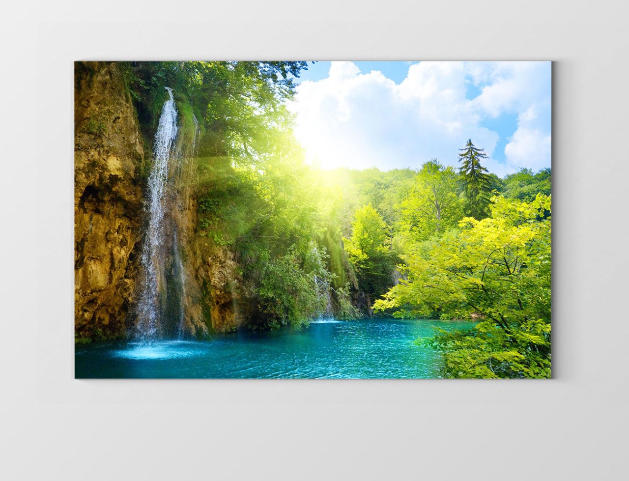 Şelale Manzarası Berrak Su Tablosu Çerçevesiz - 50x90