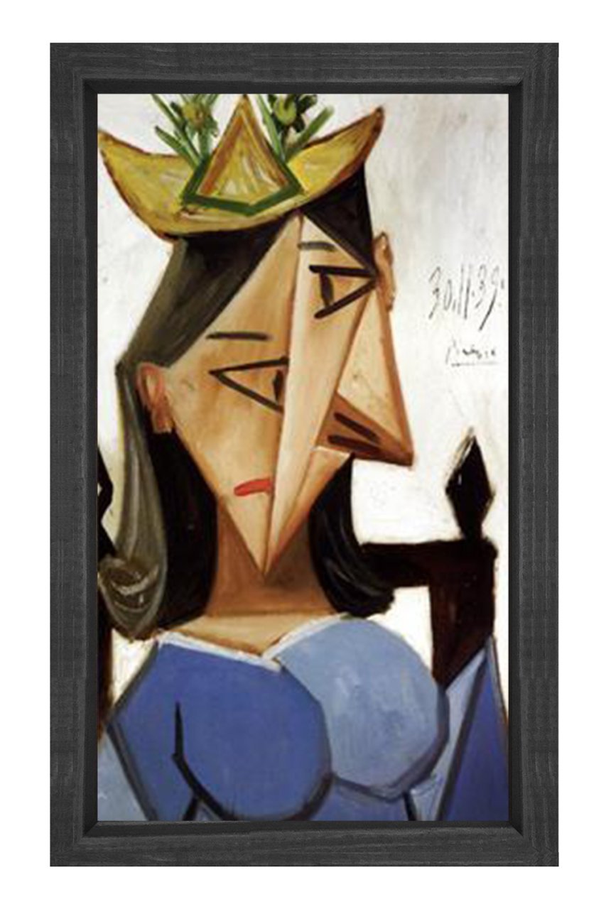 tête de femme Tablosu Siyah Ahşap Çerçeve - 70x100