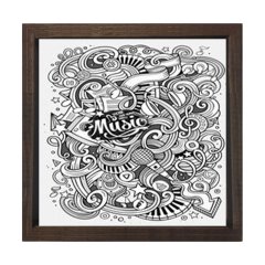 Müzik Karmaşası Boyama Tablo Tablosu Kahverengi Ahşap Çerçeve - 40x40