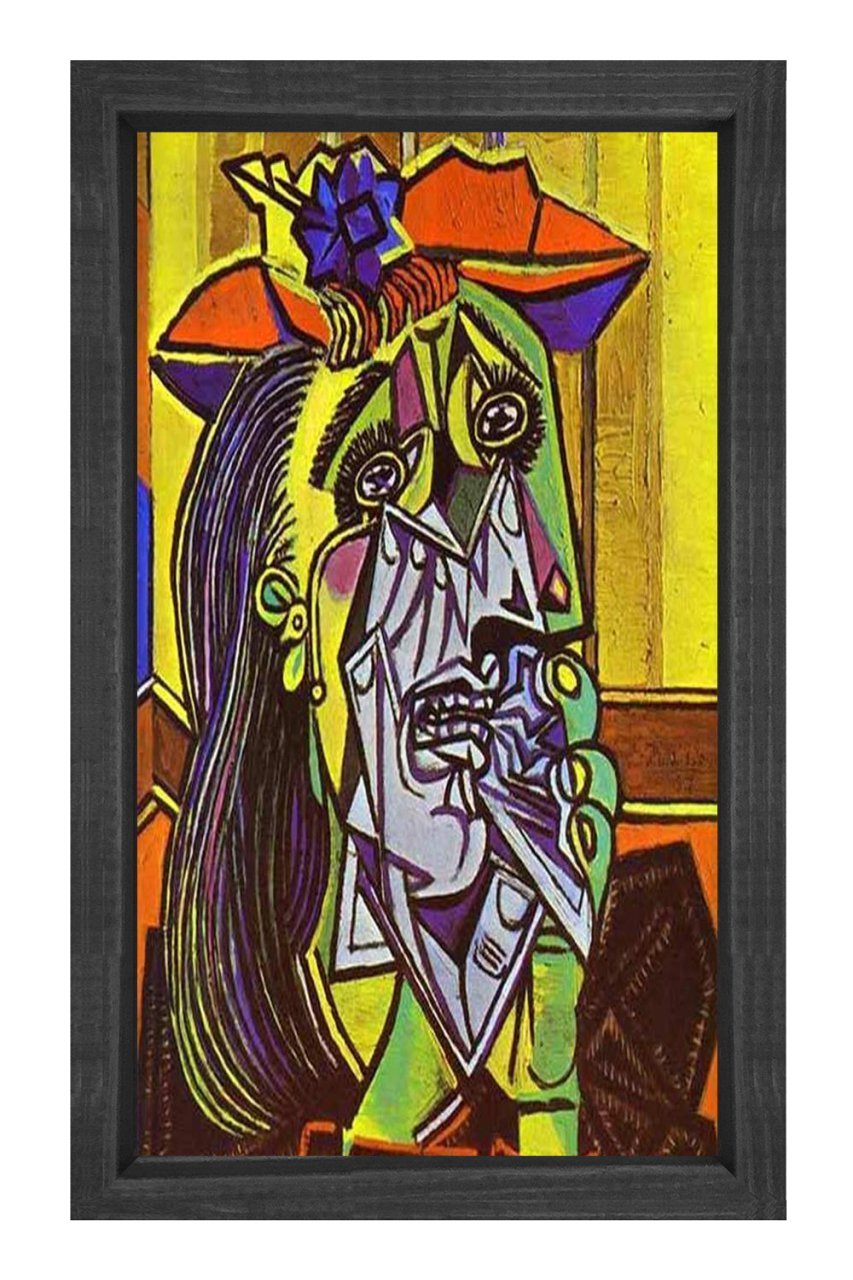 Ağlayan Kadın Tablosu Siyah Ahşap Çerçeve - 45x30