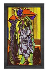 Ağlayan Kadın Tablosu Siyah Ahşap Çerçeve - 45x30