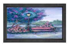 Çiçekler Ve Sokak Lambası Tablosu Siyah Ahşap - 40x60