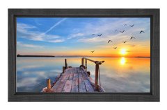 Muhteşem İskele Ve  Gün Doğumu Tablosu Siyah Ahşap Çerçeve - 40x60