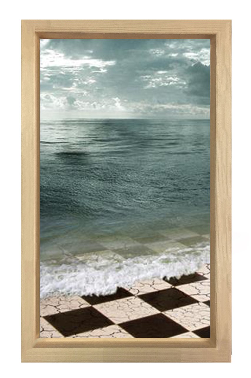 Satranç Denizi Tablosu Naturel Ahşap Çerçeve - 45x30
