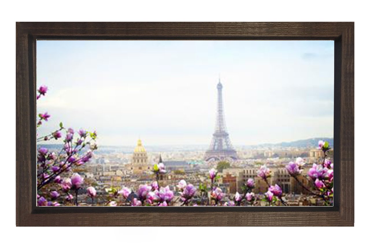 Eiffel  Kulesi Paris Tablosu Kahverengi Ahşap Çerçeve - 70x100