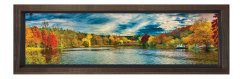 Ağaçlı Göl Tablosu Kahverengi Ahşap Çerçeve - 150x50