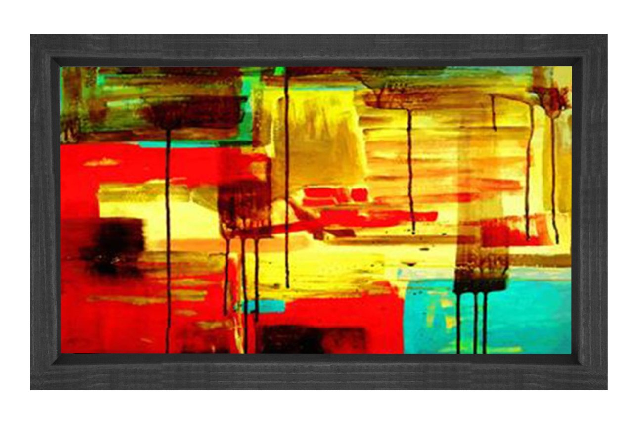 Soyut Reprodüksiyon Tablosu Siyah Ahşap - 50x90