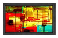 Soyut Reprodüksiyon Tablosu Siyah Ahşap - 50x90