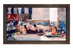 Harem Kadınları Tablosu Kahverengi Ahşap - 50x70