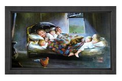 Mutluluğun Resmi Tablosu Siyah Ahşap - 50x90