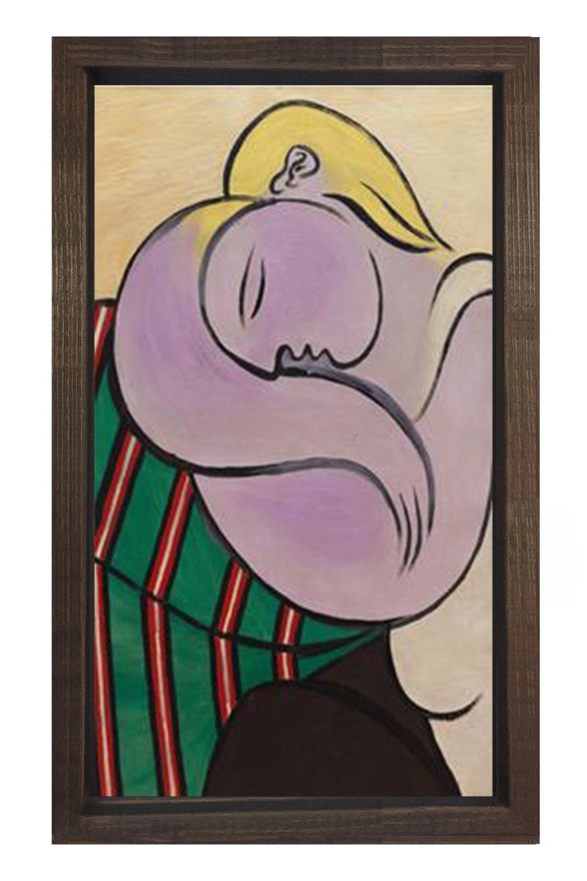 Sarı Saçlı Kadın Tablosu Kahverengi Ahşap - 45x30