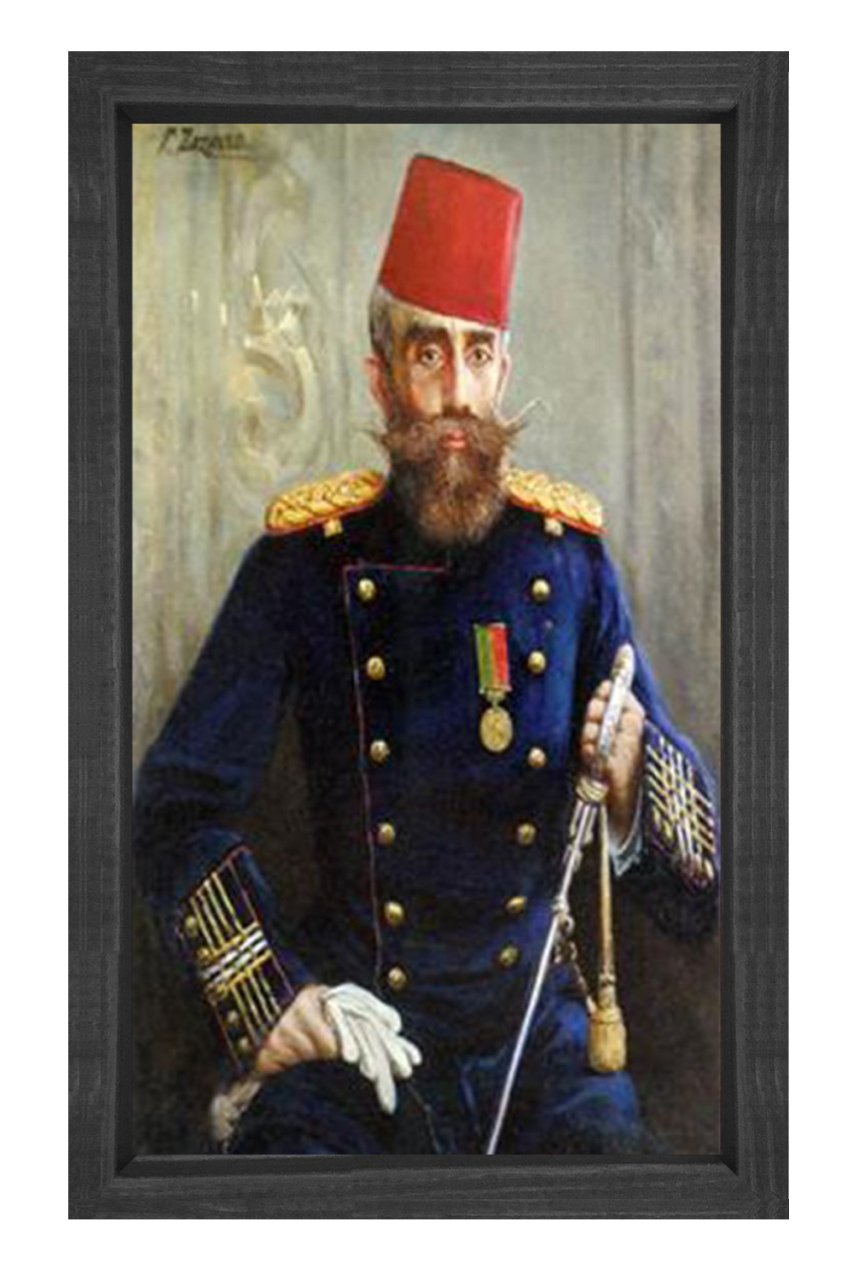 Osmanlı Paşası Tablosu Siyah Ahşap Çerçeve - 100x150
