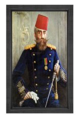 Osmanlı Paşası Tablosu Siyah Ahşap Çerçeve - 100x150