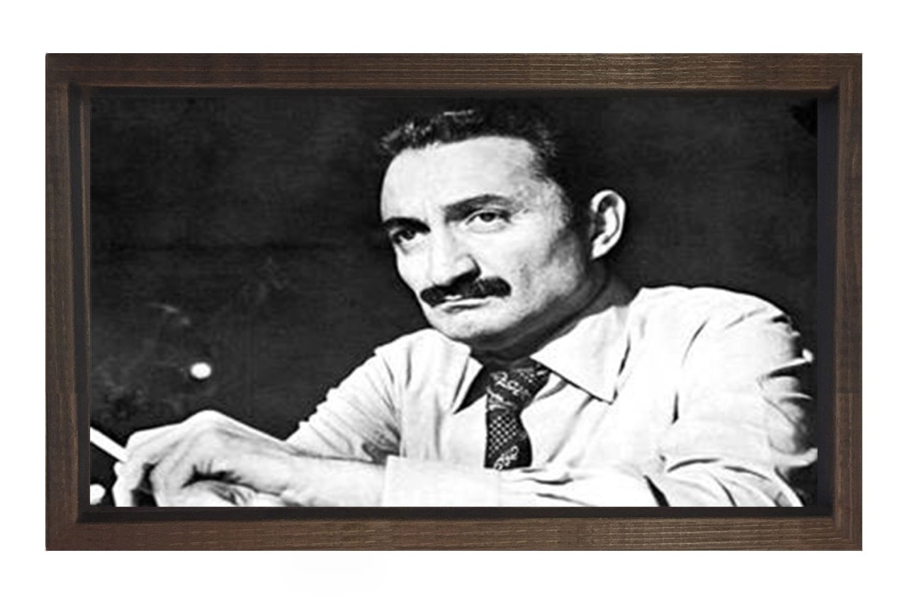 Sayın:Bülent Ecevit Tablosu Kahverengi Ahşap Çerçeve - 40x60