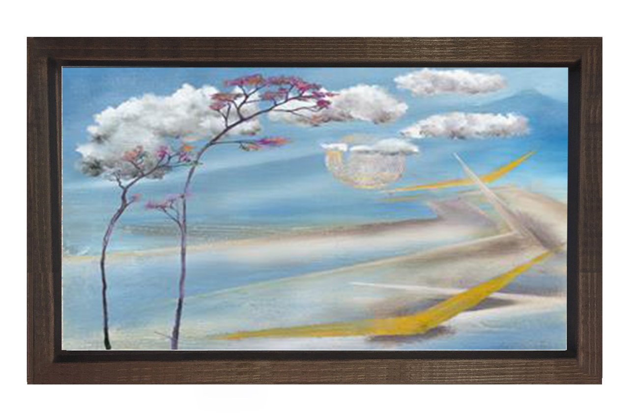 Gökyüzü Yolu Tablosu Kahverengi Ahşap Çerçeve - 45x30