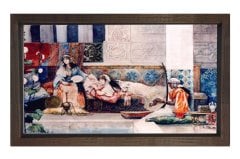 Harem Kadınları Tablosu Kahverengi Ahşap - 50x90